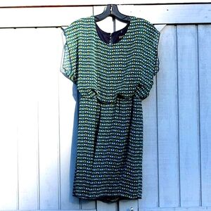 Enfocus Petite Geometric Print Sheath Dress - Size 8P - Flutter Sleeves